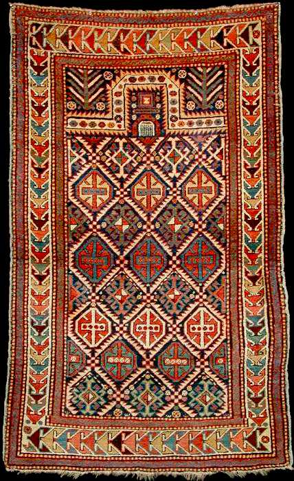 Oriental Rugs: Akstafa Prayer Rug Southwest Caucasus circa 1880 92cm x 153cm Hagop Manoyan
