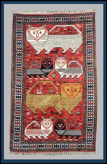 Afshar Rugs: Fantastic Afshar Lion Rug w/ structure 