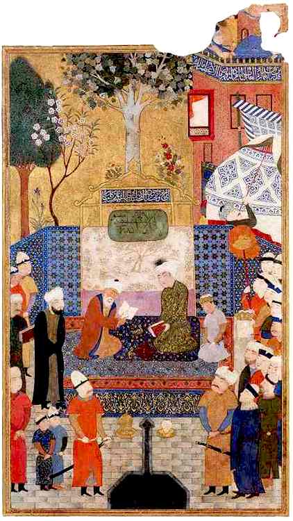 Persian painting Coronation of Soltan Hosayn Mirza Bayqara. c. 1469