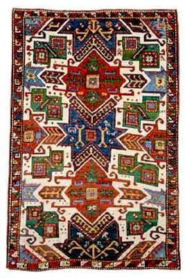  White Ground "Star" Kazak Rug, South Caucasus