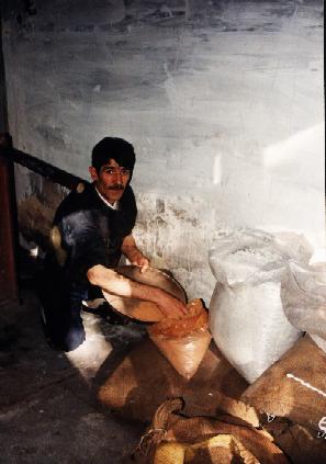 Isfahan Rugs Persian Rugs The dye master preparing the dyes. 