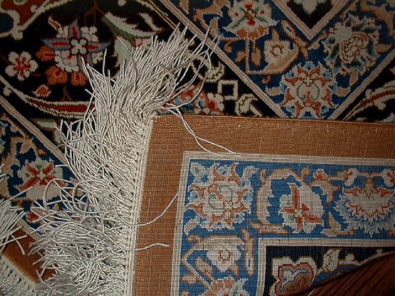Detail of Back Antiques Row Quality silk Ghom rug 