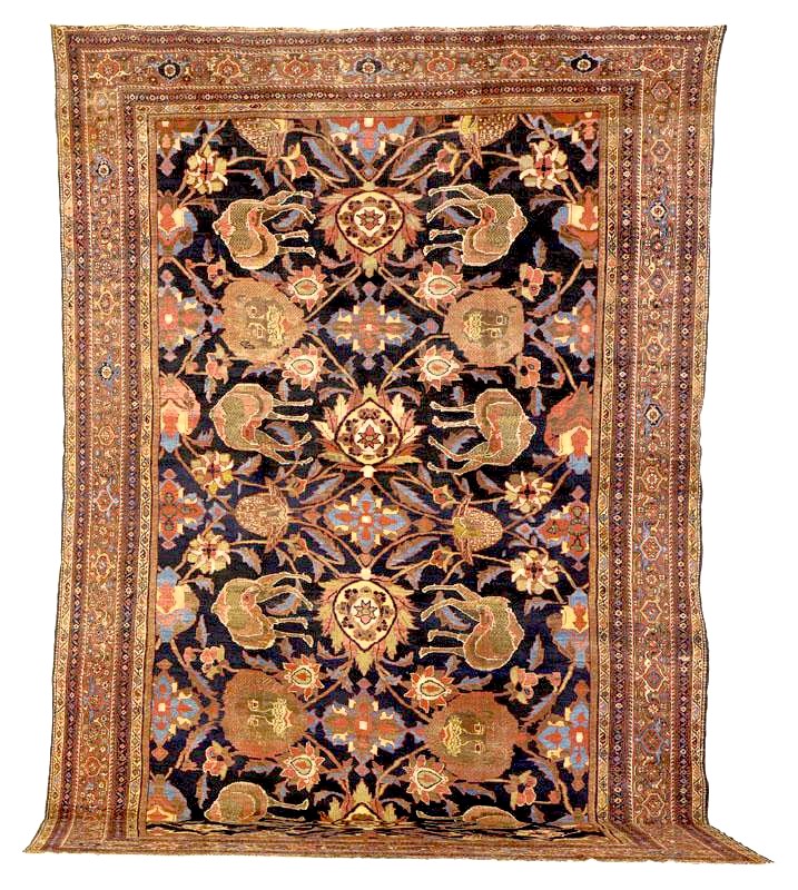 Sarouk Rugs: Camal and Lion Mahal Carpet C. 1890 Sotheby's lot 122 