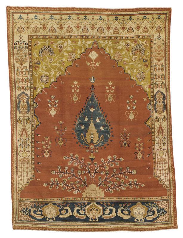 Sarouk Rugs: Mahal Meditation Carpet late 19th C. Sotheby's lot 120 
