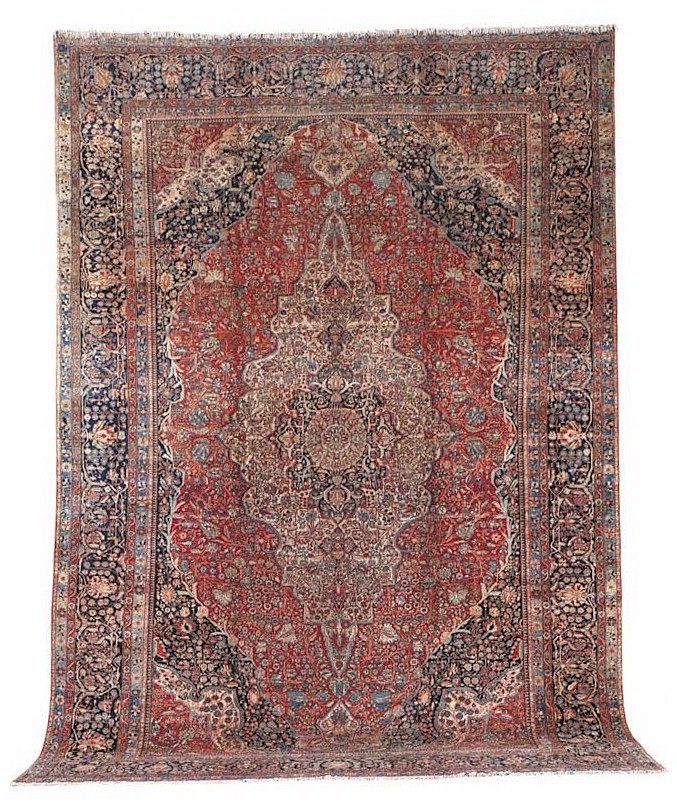 Antique Rugs/Persian Rugs: A Mohtashem Kashan Carpet C. 1900 Sotheby's lot 294