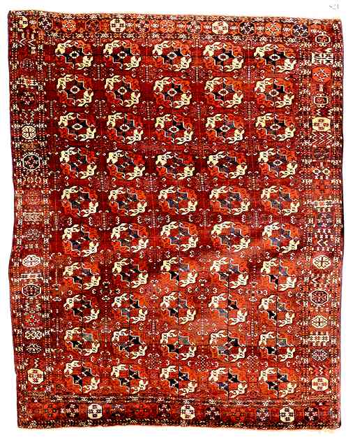Tekke Rugs: Tall Gol Tekke Main Carpet C. mid-19th