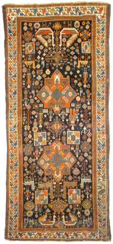 Akstafa Rugs: Oriental Rugs: Akstafa Rug: With Harold and Melissa Keshishian whose collection now exceeds 700 rugs and carpets we saw old favorites from the pages of many books and shows as well as the pages of Oriental Rug Review and Hali. We also saw many unpublished treasures as well. Harold Keshishianwas one of the first recipients of the prestigious Joseph V. McMullan Award and is on the Board of the NEAR EASTERN ART RESEARCH CENTER and is a Trustee of the Textile Museum. Harold has two books to his credit "Rugs of the Caucasus" in 1968 and "Treasures of the Caucasus" in 1993. Melissa for years conducted the seminar on carpet restoration held annually at the TM. The Keshishians live on a farm in Poolesville Maryland. After the talk a light lunch was served. 